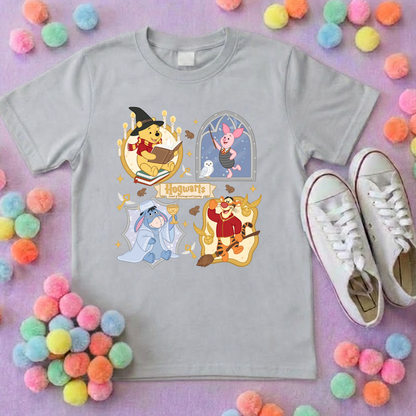 Winnie in Hogwarts Full Art Park Life T-Shirt, Ears, Florida, Orlando, Cruise Holidays T-Shirts, Holiday Outfits - Adults & Kids Sizes - Cotton T-Shirts