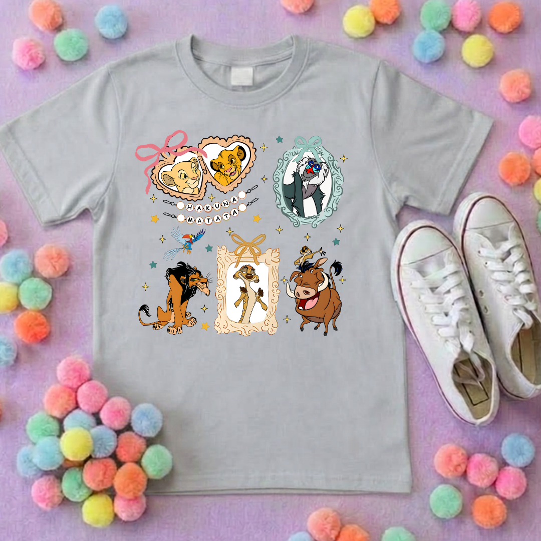 King Lion Inspired Printed White T-Shirt, Lions, Nala Simba, Mufasa, Inspired Character T-Shirts - Adults & Kids Sizes - Cotton T-Shirt
