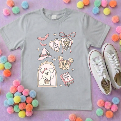 Halloween Ghost Mouse and Ears T-Shirt, Ears, Florida, Orlando, Jumper, Halloween Outfits, - Adults & Kids Sizes - Cotton T-Shirt