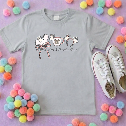Ghost Mouse, Pumpkin Spice T-Shirt, Ears, Florida, Orlando, Halloween T-Shirts, Halloween Outfits - Adults & Kids Sizes - Cotton T-Shirt