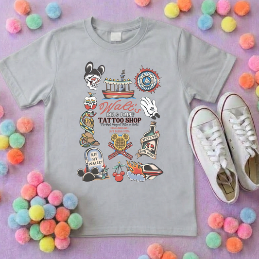 Walts Tattoo Park Life T-Shirt, Ears, Florida, Orlando, Cruise Holidays T-Shirts, Holiday Outfits - Adults & Kids Sizes - Cotton T-Shirt