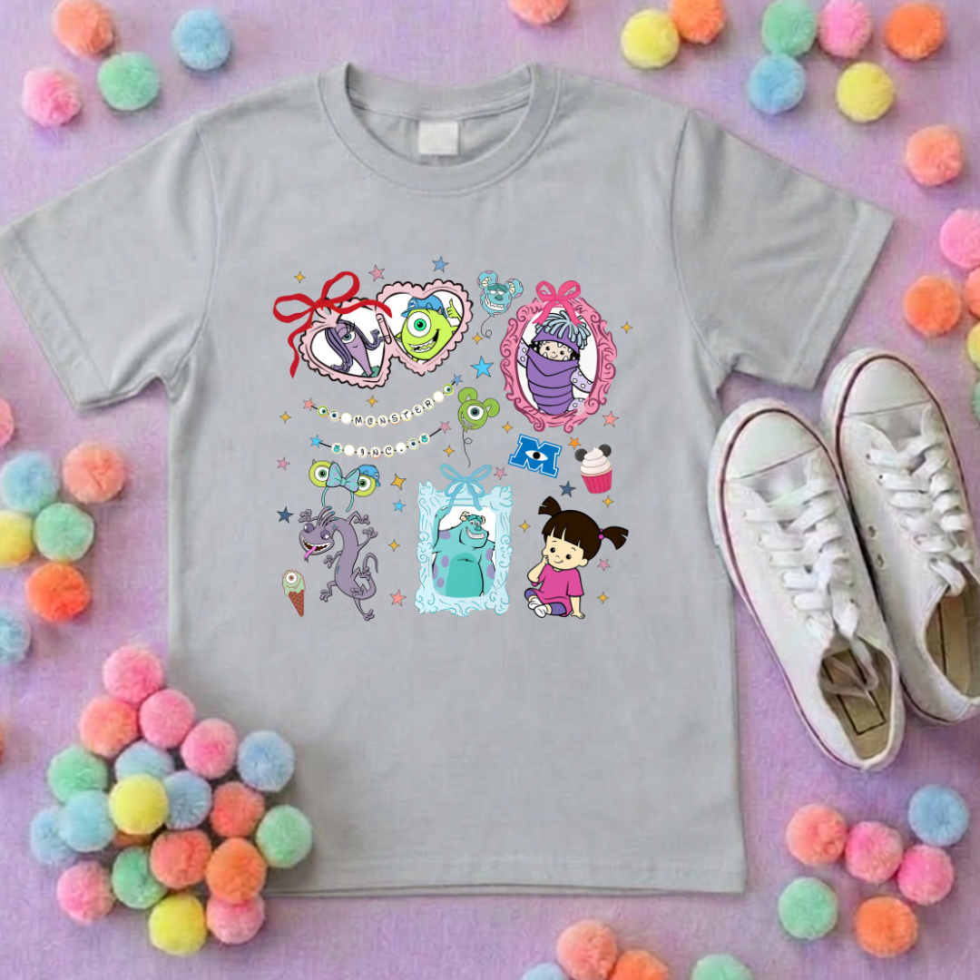 Monsters, Boo Inspired Printed T-Shirt, Monsters Inc, University, Mike, Sully, Boo and Friends - Adults & Kids Sizes - Cotton T-Shirt