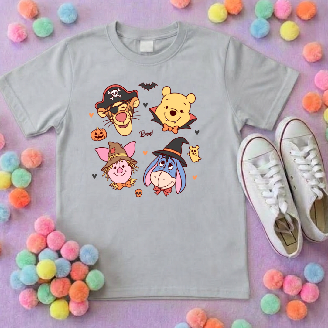 Pooh Halloween Besties Park Life T-Shirt, Ears, Florida, Orlando, Cruise Holidays T-Shirts, Holiday Outfits - Adults & Kids Sizes - Cotton T-Shirt
