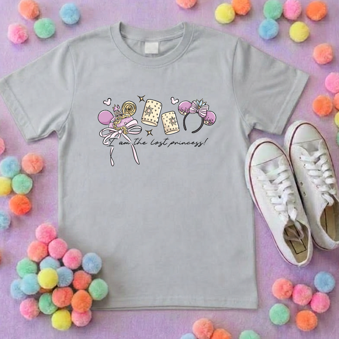 Rapunzel Princess Tower Inspired Printed T-Shirt, Princess Movie, Mouse Ears, Golden Hair Princess- Adults & Kids Sizes - Cotton T-Shirt