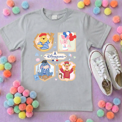 Pooh French Oh La La Full Art Park Life T-Shirt, Ears, Florida, Orlando, Cruise Holidays T-Shirts, Holiday Outfits - Adults & Kids Sizes - Cotton T-Shirts