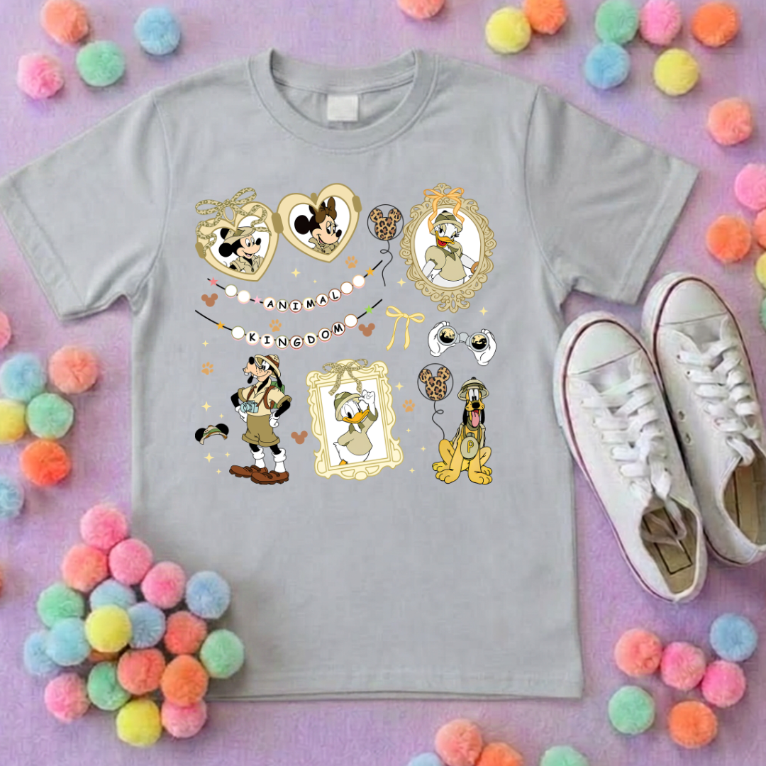 Animal Kingdom Inspired Printed Sand T-Shirt, Safari, Tree of Life, Inspired Character T-Shirts - Adults & Kids Sizes - Cotton T-Shirt