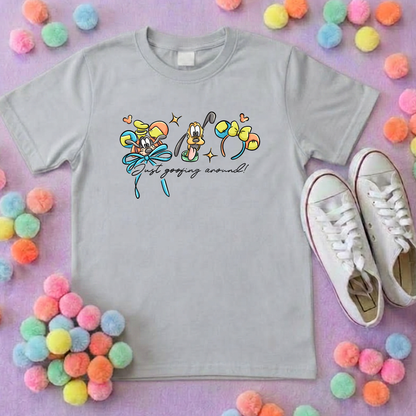 Goofing Around, Goofy, Pluto Inspired Printed White T-Shirt, Yellow Dog, Goofy - Adults & Kids Sizes - Cotton T-Shirt