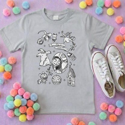 Skellington King Printed T-Shirt, Florida, Orlando, Jack and Sally, Zero, NBC - Adults & Kids Sizes - Cotton T-Shirt
