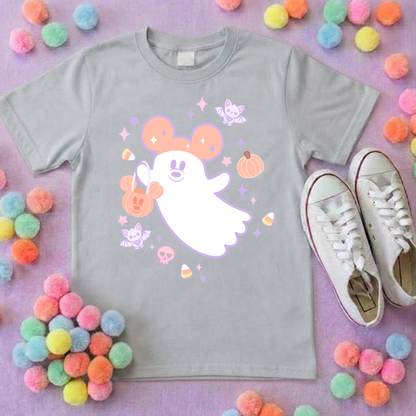 Pastel Ghosties, Boo Full Art Inspired Printed T-Shirt, Cute Halloween - Adults & Kids Sizes - Cotton T-Shirt