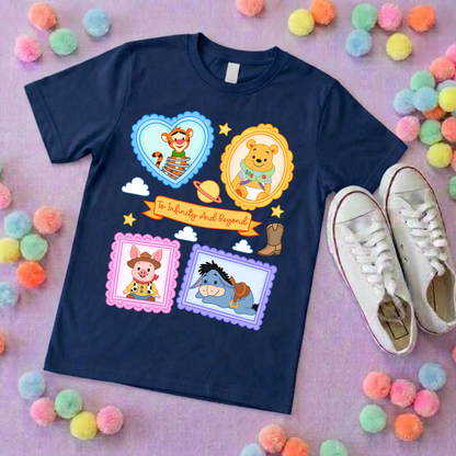 Pooh Toys Story Besties Full Art Park Life T-Shirt, Ears, Florida, Orlando, Cruise Holidays T-Shirts, Holiday Outfits - Adults & Kids Sizes - Cotton T-Shirt
