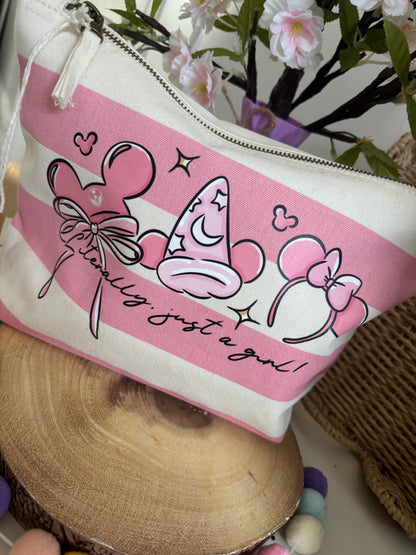 Magical Kingdom, Just a Girl Magic Mouse Make Up Bags, Printed Inspired Make Up Bags, Ears Bags, Florida, Orlando, Paris, Nautical Theme Make Up Bag