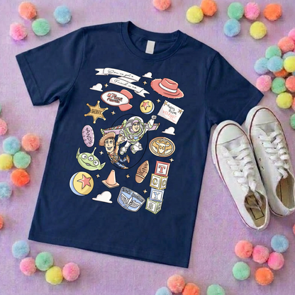 Story Toy Inspired Full Art Printed Ears T-Shirt, Florida, Orlando, Bo Peep, Jessie, Buzz, Toy Story - Adults & Kids Sizes - Cotton T-Shirt