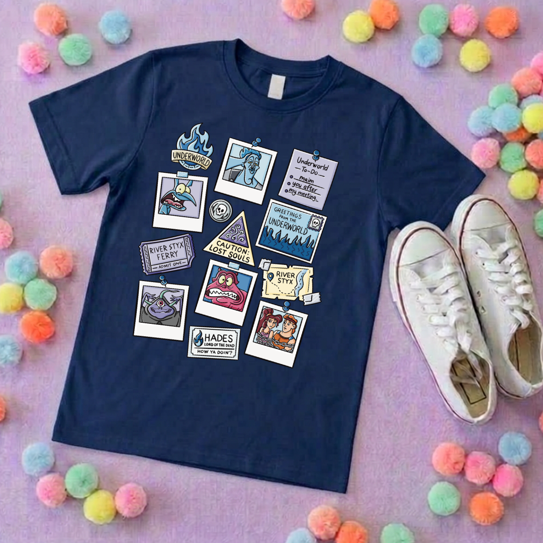 Underworld Hades Full Art Inspired Printed Sand T-Shirt, Greek Gods, Muses, Hades Inspired Character T-Shirts - Adults & Kids Sizes - Cotton T-Shirt
