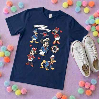Cruise Mouse Ears Full Art T-Shirt, Ears, Florida, Orlando, Cruise Holidays T-Shirts, Holiday Outfits - Adults & Kids Sizes - Cotton T-Shirt