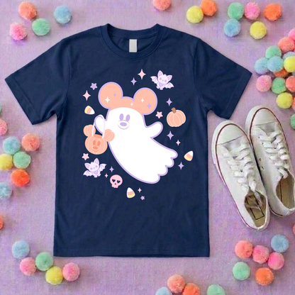 Pastel Ghosties, Boo Full Art Inspired Printed T-Shirt, Cute Halloween - Adults & Kids Sizes - Cotton T-Shirt