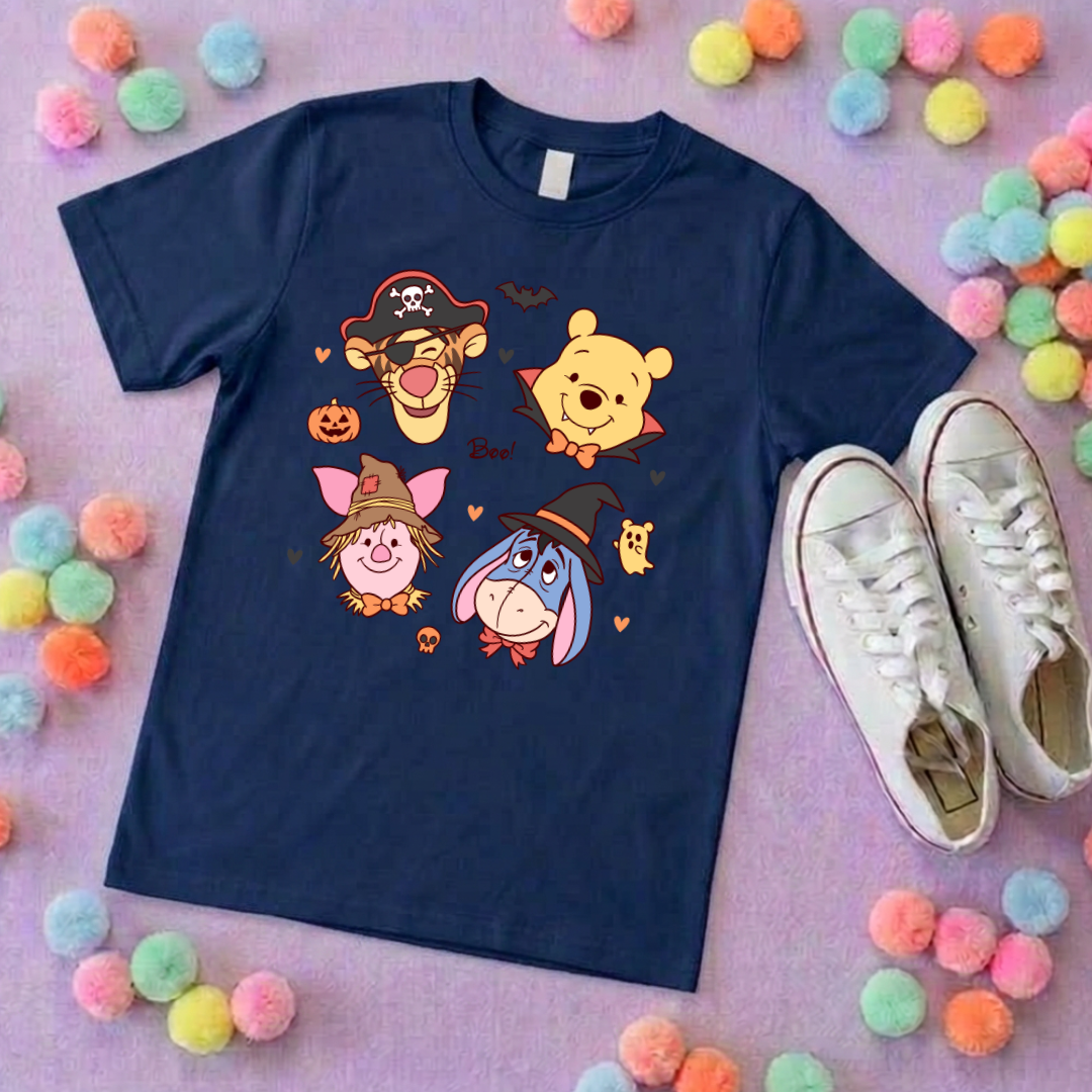 Pooh Halloween Besties Park Life T-Shirt, Ears, Florida, Orlando, Cruise Holidays T-Shirts, Holiday Outfits - Adults & Kids Sizes - Cotton T-Shirt