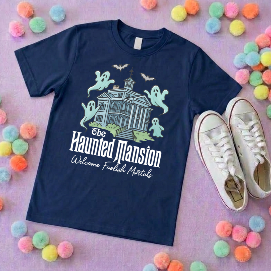 Mansion Haunted Inspired Printed T-Shirt, Florida, Orlando, Halloween T-Shirts, Halloween Outfits - Adults & Kids Sizes - Cotton T-Shirt