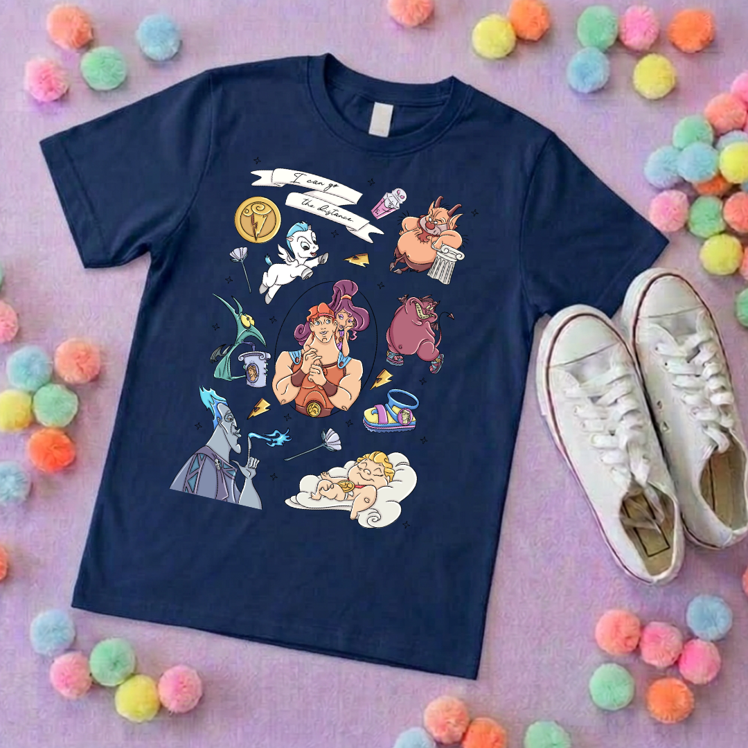 Hercules, Pegasus Full Art Inspired Printed Sand T-Shirt, Greek Gods, Muses, Hades Inspired Character T-Shirts - Adults & Kids Sizes - Cotton T-Shirt