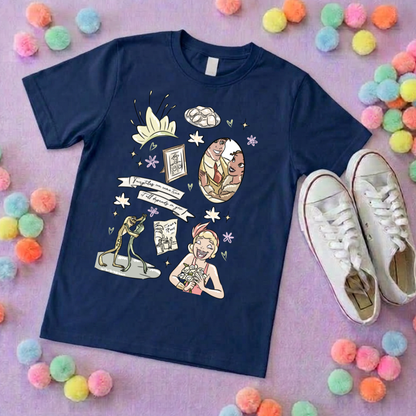 Bayou Frog Princess Full Art Inspired Printed T-Shirt, Princess Movie, Mouse Ears, Princess- Adults & Kids Sizes - Cotton T-Shirt