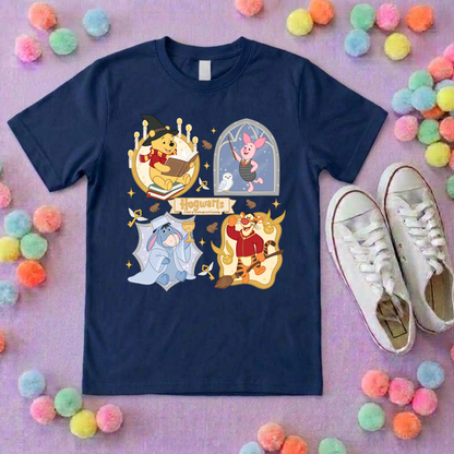 Winnie in Hogwarts Full Art Park Life T-Shirt, Ears, Florida, Orlando, Cruise Holidays T-Shirts, Holiday Outfits - Adults & Kids Sizes - Cotton T-Shirts