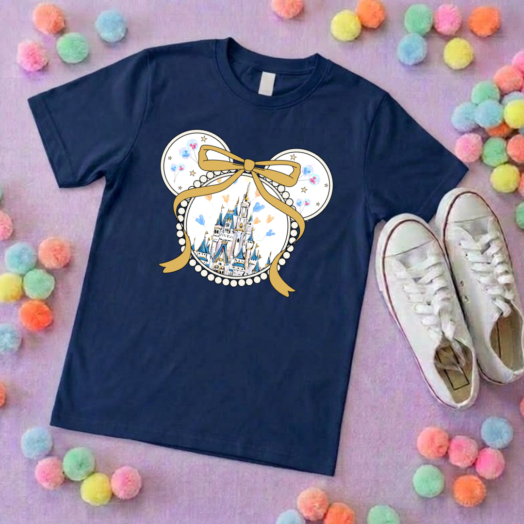 Magical Castle Bow Printed Pink T-Shirt, Florida, Orlando, Magical World - Adults & Kids Sizes