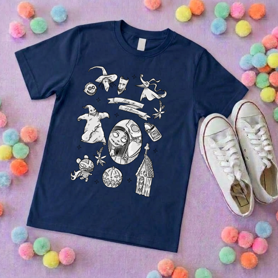 Skellington King Printed T-Shirt, Florida, Orlando, Jack and Sally, Zero, NBC - Adults & Kids Sizes - Cotton T-Shirt