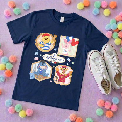 Pooh French Oh La La Full Art Park Life T-Shirt, Ears, Florida, Orlando, Cruise Holidays T-Shirts, Holiday Outfits - Adults & Kids Sizes - Cotton T-Shirts