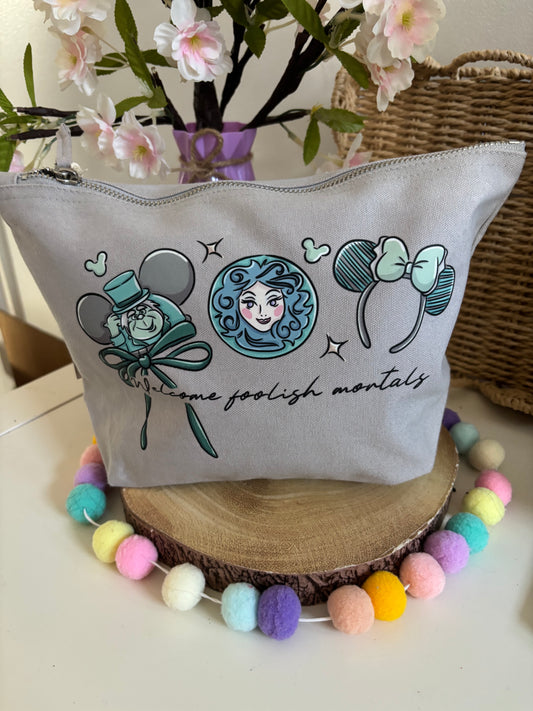 Haunted Mansion Make Up Bag Theme Cotton Canvas Accessories Bags, Printed Inspired Bags, Cosmetics Bags