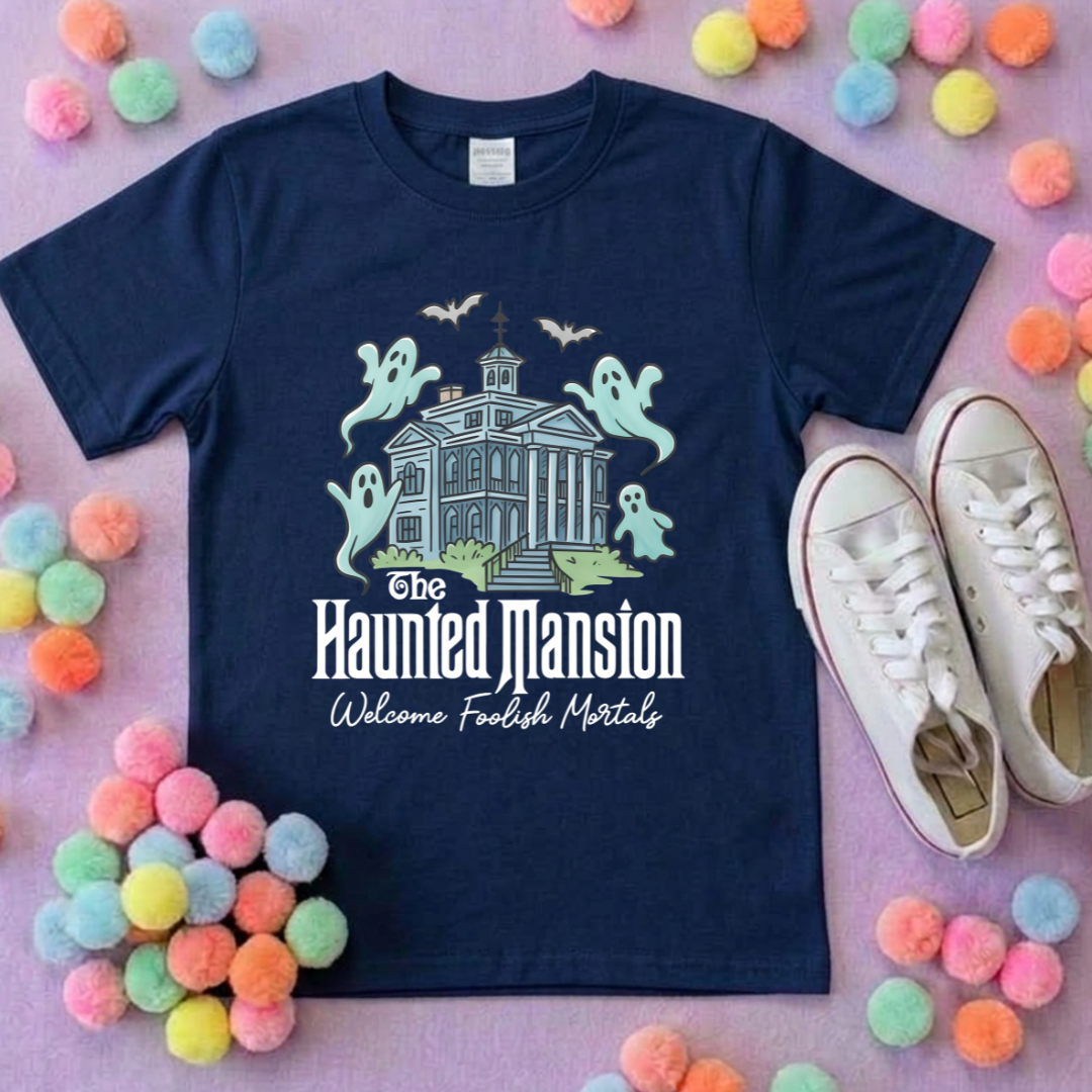 Mansion Haunted Inspired Printed T-Shirt, Florida, Orlando, Halloween T-Shirts, Halloween Outfits - Adults & Kids Sizes - Cotton T-Shirt