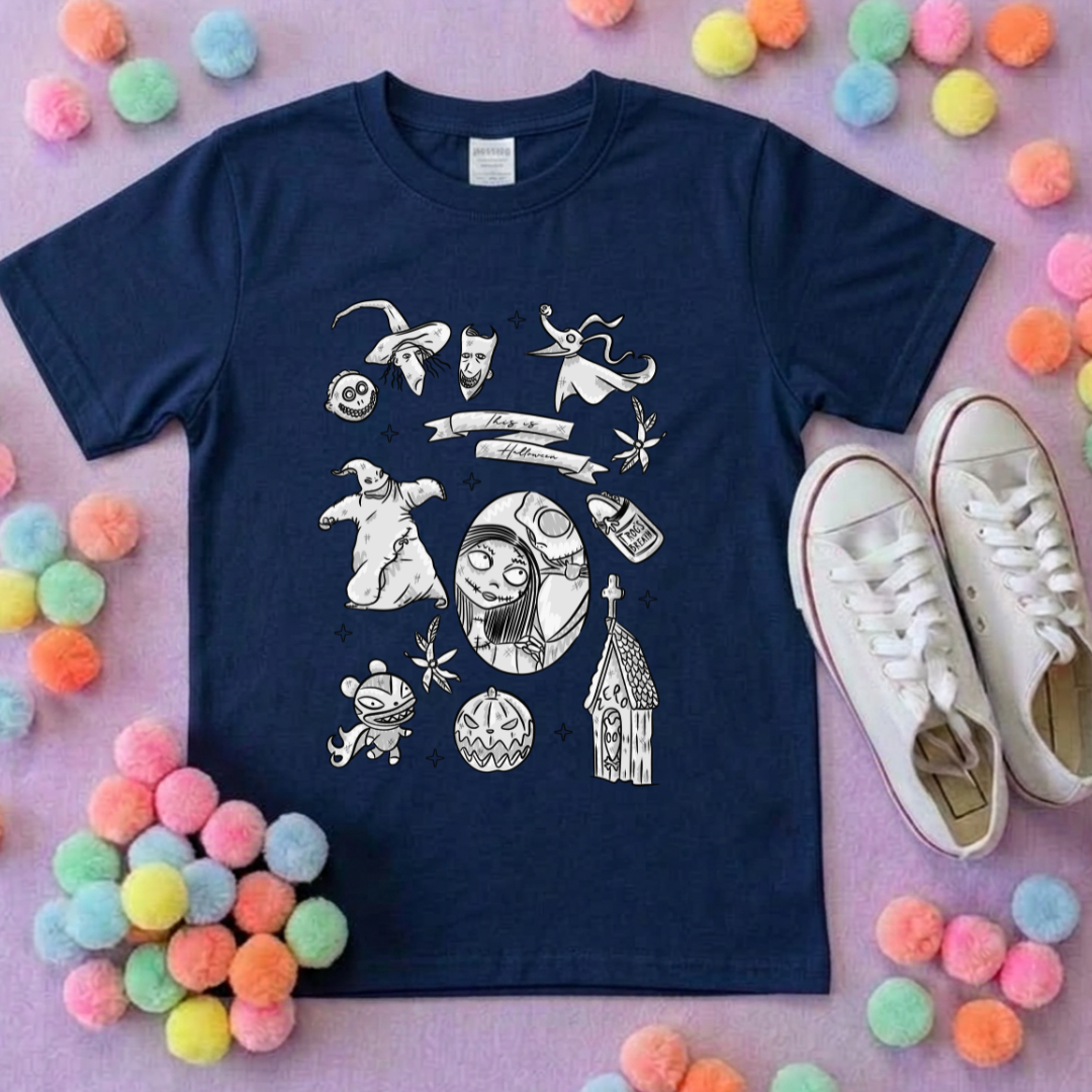 Skellington King Printed T-Shirt, Florida, Orlando, Jack and Sally, Zero, NBC - Adults & Kids Sizes - Cotton T-Shirt