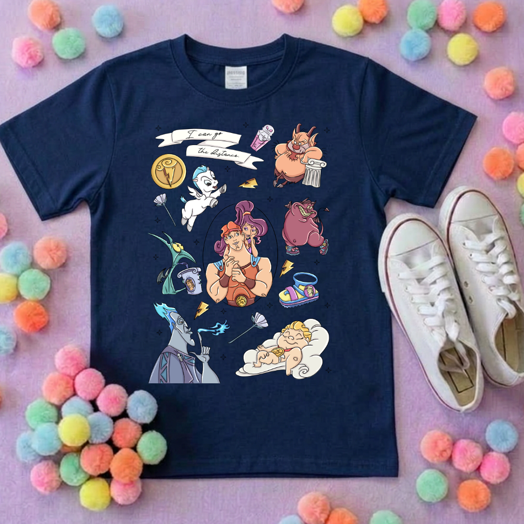 Hercules, Pegasus Full Art Inspired Printed Sand T-Shirt, Greek Gods, Muses, Hades Inspired Character T-Shirts - Adults & Kids Sizes - Cotton T-Shirt