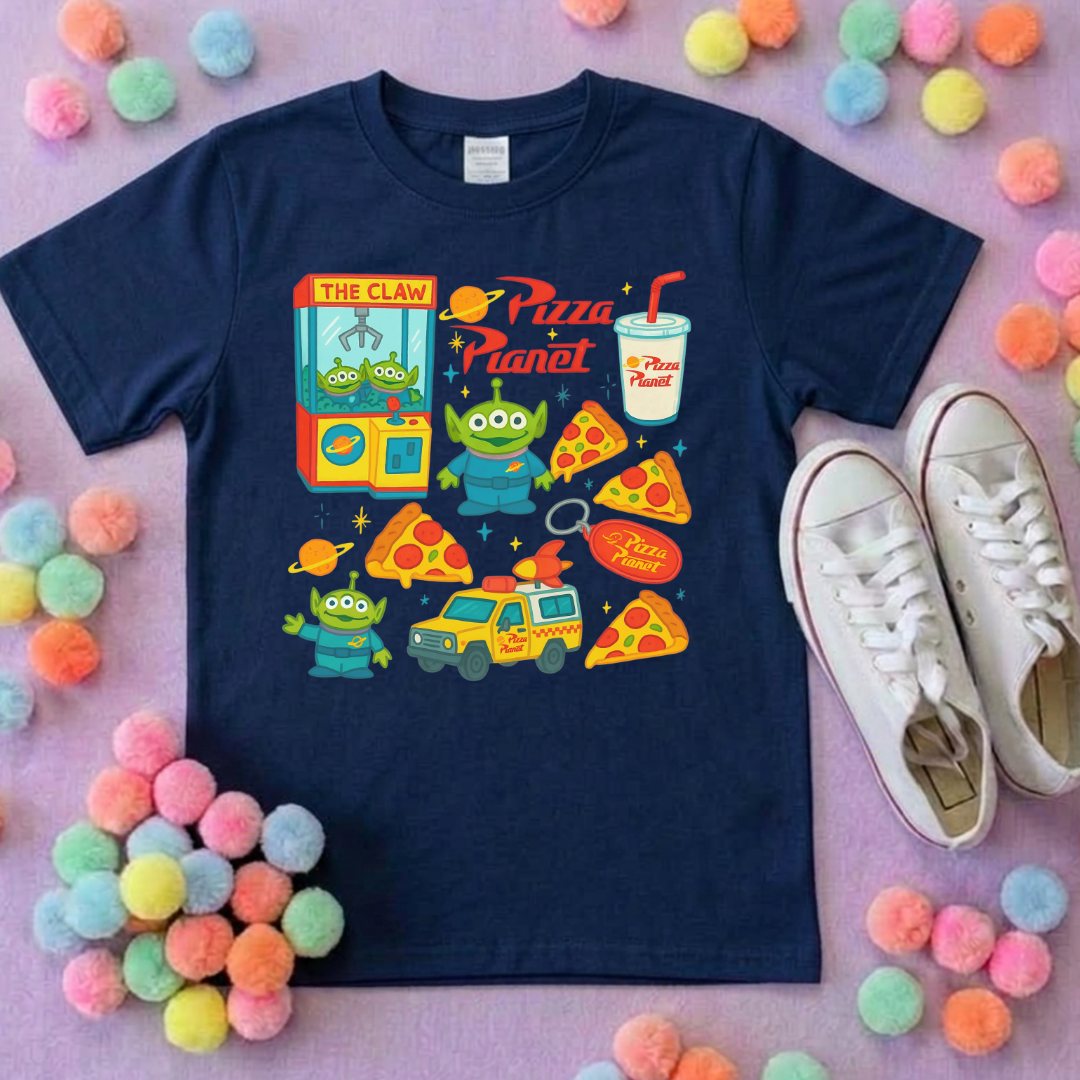 Planet Pizza Park Life T-Shirt, Ears, Florida, Orlando, Cruise Holidays T-Shirts, Holiday Outfits - Adults & Kids Sizes - Cotton T-Shirt
