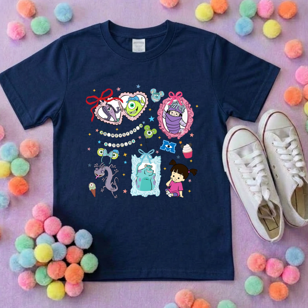 Monsters, Boo Inspired Printed T-Shirt, Monsters Inc, University, Mike, Sully, Boo and Friends - Adults & Kids Sizes - Cotton T-Shirt