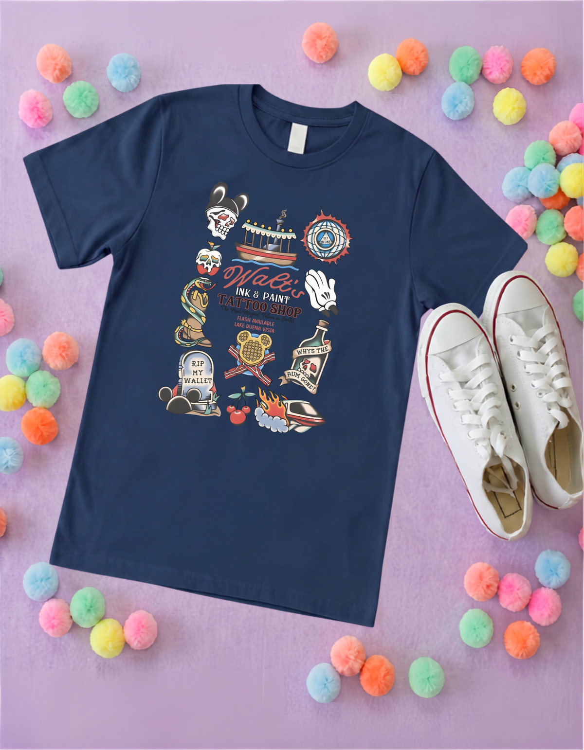 Walts Tattoo Park Life T-Shirt, Ears, Florida, Orlando, Cruise Holidays T-Shirts, Holiday Outfits - Adults & Kids Sizes - Cotton T-Shirt