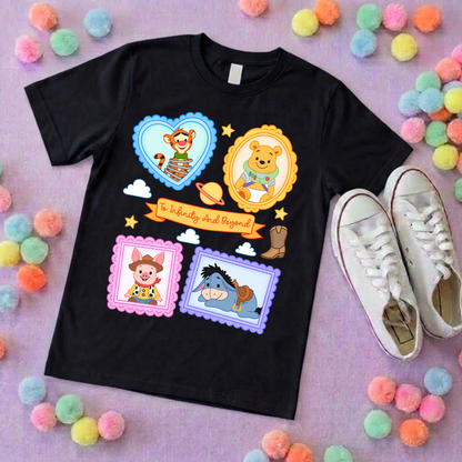 Pooh Toys Story Besties Full Art Park Life T-Shirt, Ears, Florida, Orlando, Cruise Holidays T-Shirts, Holiday Outfits - Adults & Kids Sizes - Cotton T-Shirt