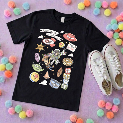 Story Toy Inspired Full Art Printed Ears T-Shirt, Florida, Orlando, Bo Peep, Jessie, Buzz, Toy Story - Adults & Kids Sizes - Cotton T-Shirt
