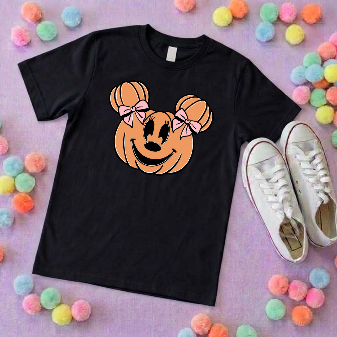 Pumpkin Mouse T-Shirt, Ears, Florida, Orlando, Halloween T-Shirts, Pumpkin Halloween Outfits - Adults & Kids Sizes - Cotton T-Shirt