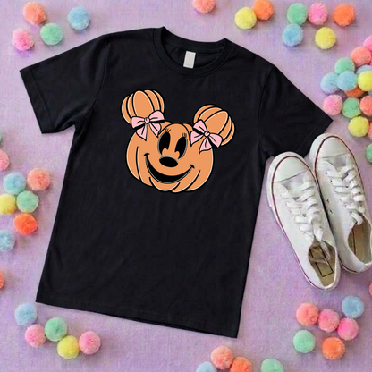 Pumpkin Mouse T-Shirt, Ears, Florida, Orlando, Halloween T-Shirts, Pumpkin Halloween Outfits - Adults & Kids Sizes - Cotton T-Shirt