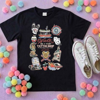Walts Tattoo Park Life T-Shirt, Ears, Florida, Orlando, Cruise Holidays T-Shirts, Holiday Outfits - Adults & Kids Sizes - Cotton T-Shirt
