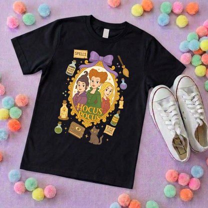 Pocus Hocus, 3 Sistas T-Shirt, Ears, Florida, Orlando, Halloween T-Shirts, Pumpkin Halloween Outfits - Adults & Kids Sizes - Cotton T-Shirt