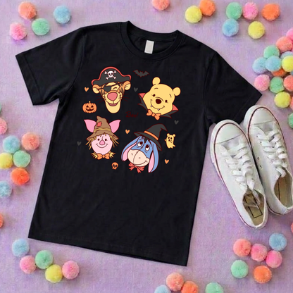 Pooh Halloween Besties Park Life T-Shirt, Ears, Florida, Orlando, Cruise Holidays T-Shirts, Holiday Outfits - Adults & Kids Sizes - Cotton T-Shirt