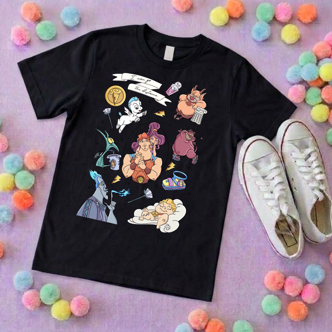 Hercules, Pegasus Full Art Inspired Printed Sand T-Shirt, Greek Gods, Muses, Hades Inspired Character T-Shirts - Adults & Kids Sizes - Cotton T-Shirt