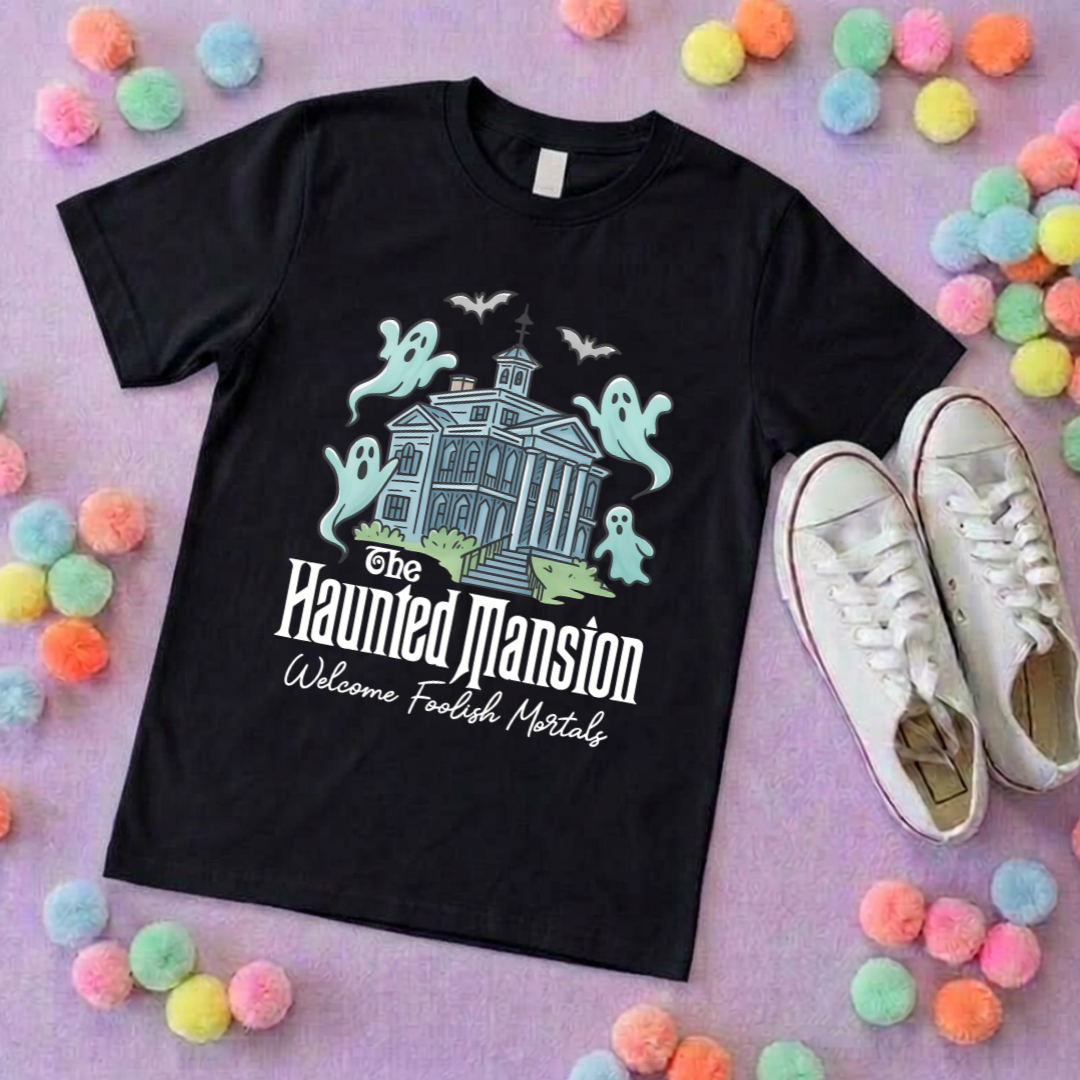Mansion Haunted Inspired Printed T-Shirt, Florida, Orlando, Halloween T-Shirts, Halloween Outfits - Adults & Kids Sizes - Cotton T-Shirt