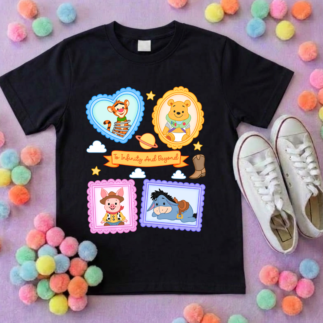 Pooh Toys Story Besties Full Art Park Life T-Shirt, Ears, Florida, Orlando, Cruise Holidays T-Shirts, Holiday Outfits - Adults & Kids Sizes - Cotton T-Shirt