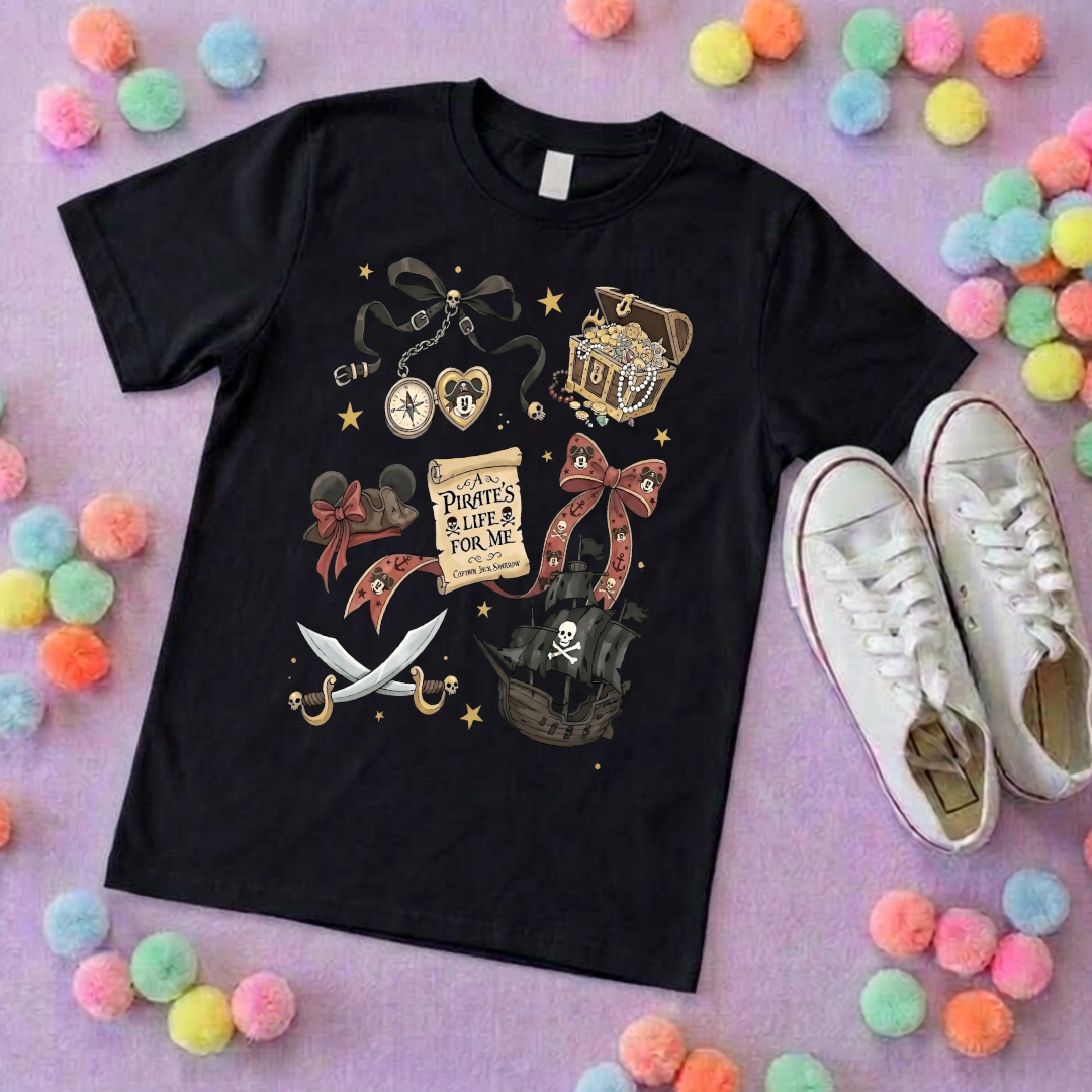 Pirates Life for Me Park Life T-Shirt, Ears, Florida, Orlando, Cruise Holidays T-Shirts, Holiday Outfits - Adults & Kids Sizes - Cotton T-Shirt