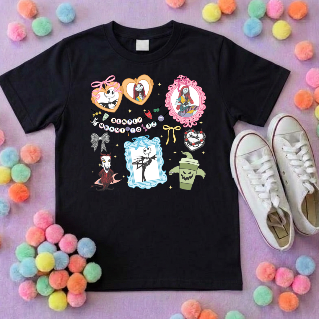 Skellington King Printed Black T-Shirt, Florida, Orlando, Jack and Sally, Zero, NBC - Adults & Kids Sizes - Cotton T-Shirt
