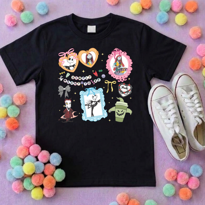 Skellington King Printed Black T-Shirt, Florida, Orlando, Jack and Sally, Zero, NBC - Adults & Kids Sizes - Cotton T-Shirt