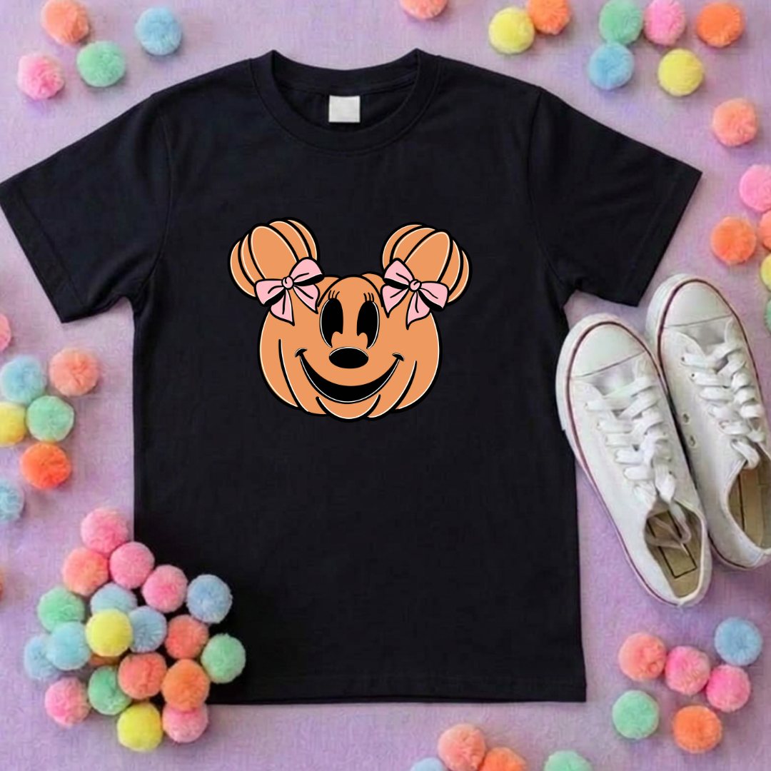 Pumpkin Mouse T-Shirt, Ears, Florida, Orlando, Halloween T-Shirts, Pumpkin Halloween Outfits - Adults & Kids Sizes - Cotton T-Shirt