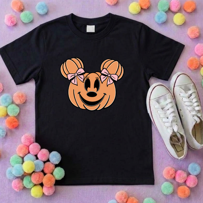 Pumpkin Mouse T-Shirt, Ears, Florida, Orlando, Halloween T-Shirts, Pumpkin Halloween Outfits - Adults & Kids Sizes - Cotton T-Shirt