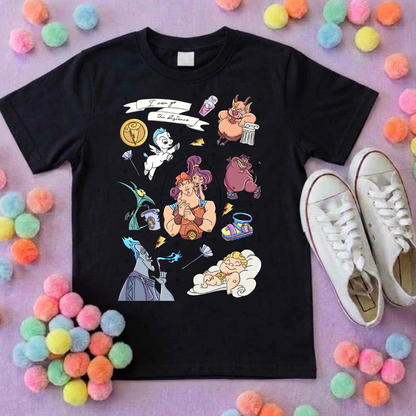 Hercules, Pegasus Full Art Inspired Printed Sand T-Shirt, Greek Gods, Muses, Hades Inspired Character T-Shirts - Adults & Kids Sizes - Cotton T-Shirt